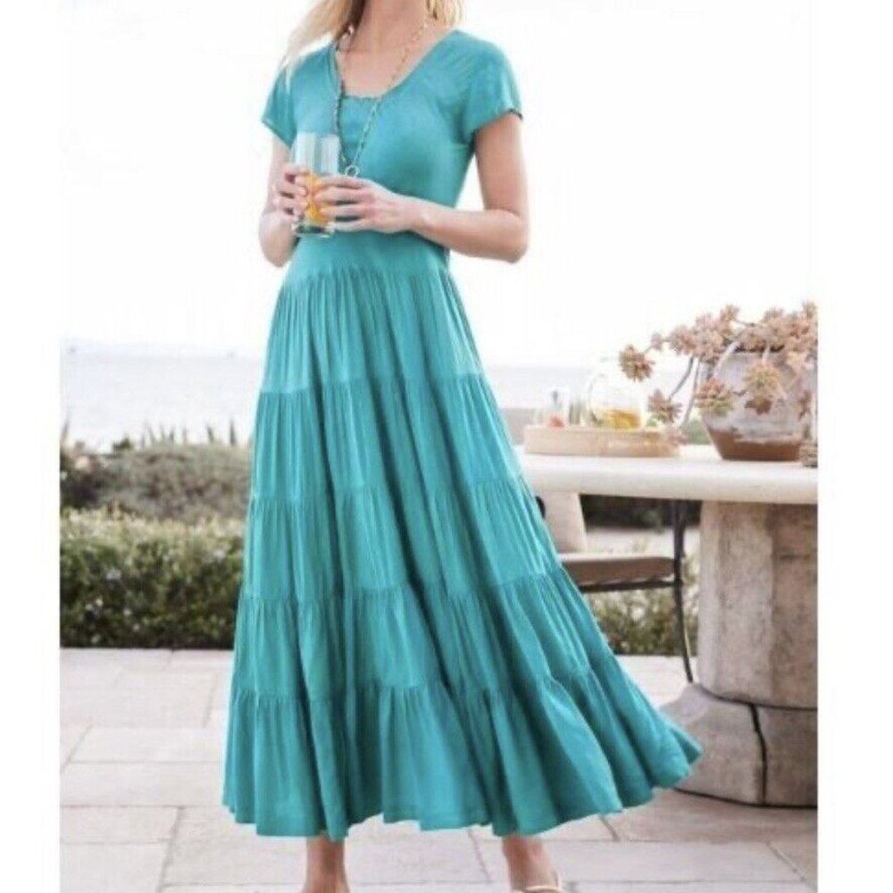 Soft Surroundings Kara Tropical Green Dress NWT
